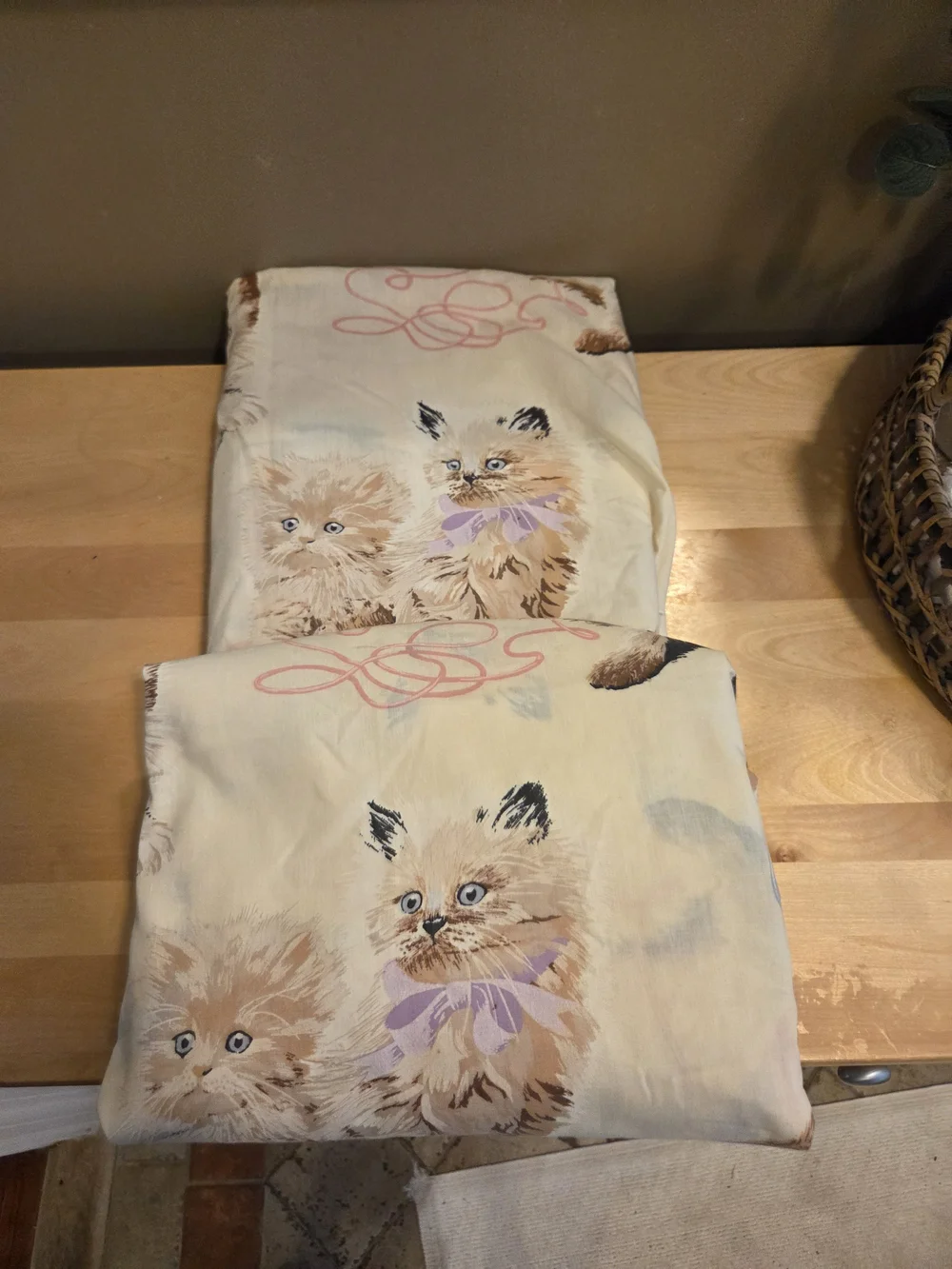 Vintage 1980's Kittens Playinf Full Sheet Set, Fitted & Top Sheet